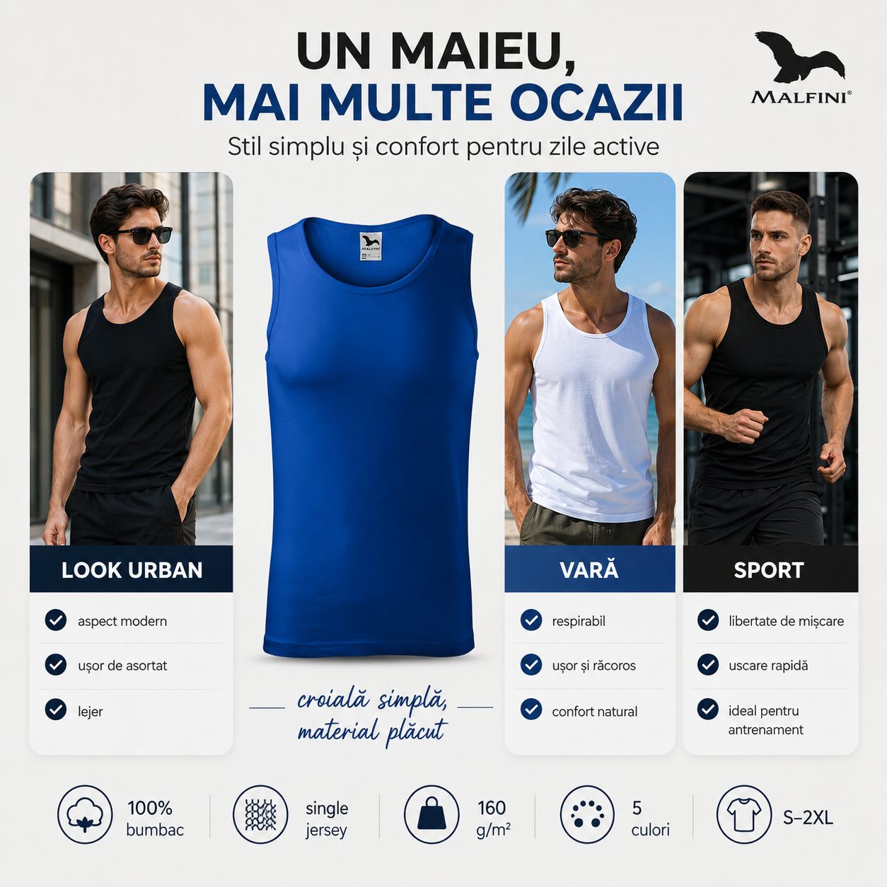 Maieu bărbat pentru look urban, sport, vară, vacanță și timp liber